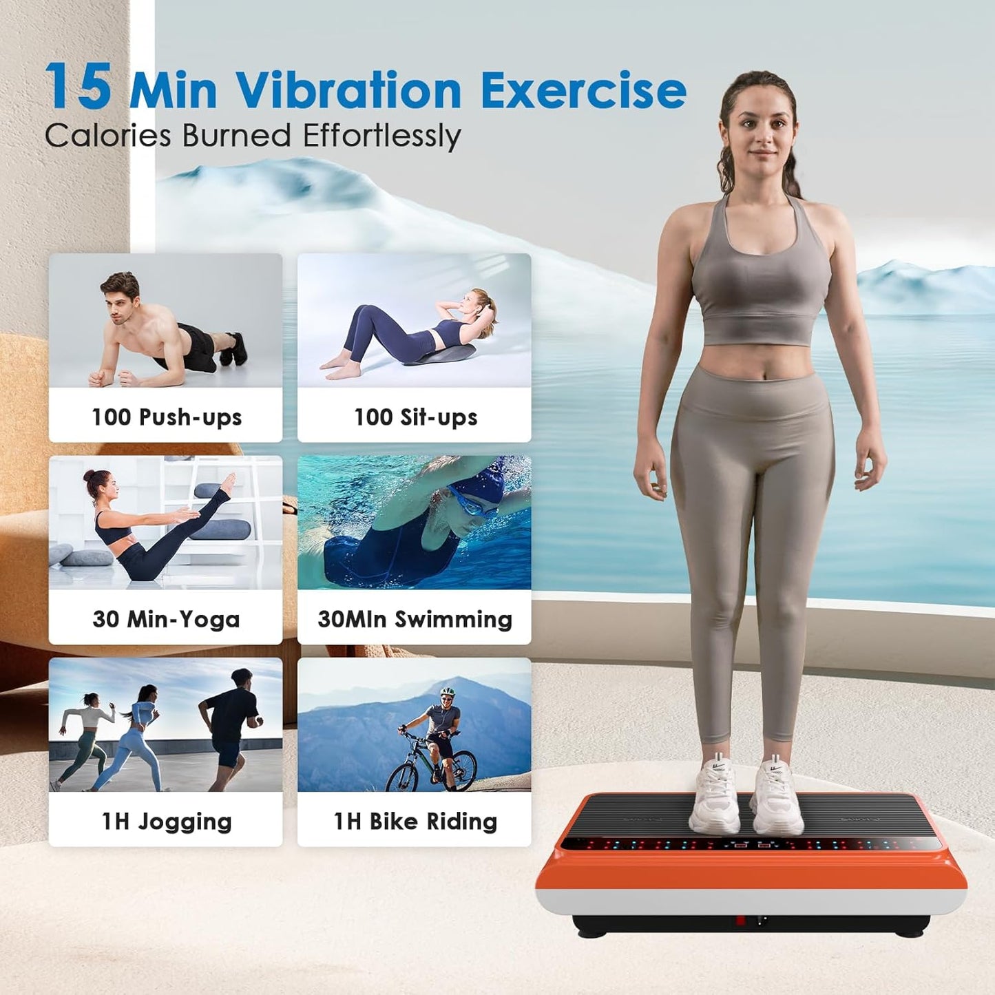 Natini Vibration Plate Exercise Machine - Whole Body Workout for Weight Loss | Home Fitness with Resistance Bands