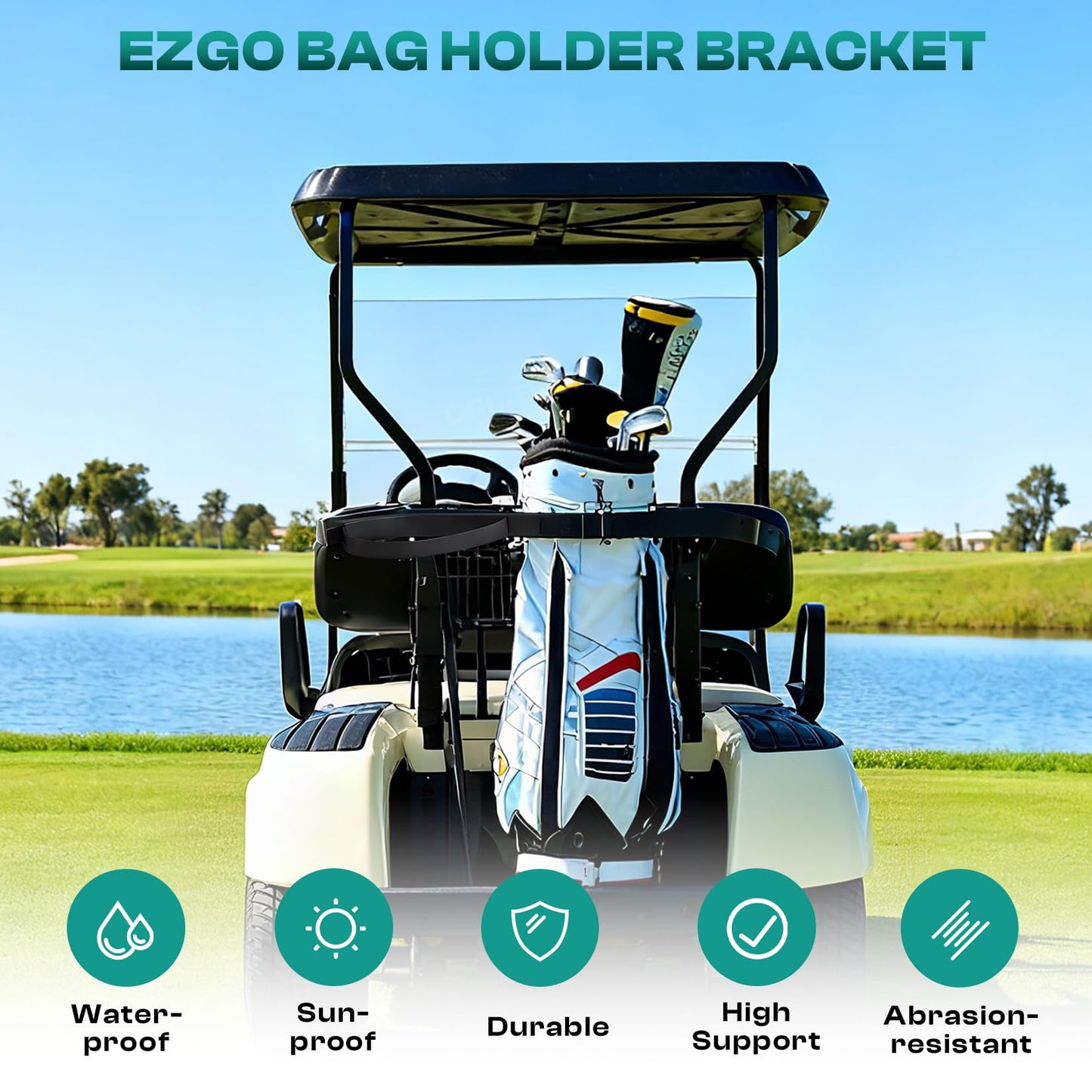 DRIVE UP Golf Cart Bag Holder Bracket for EZGO TXT 1994-Up Gas and Electric Golf Cart Bag Strap Rack Assembly OEM 71851-G01