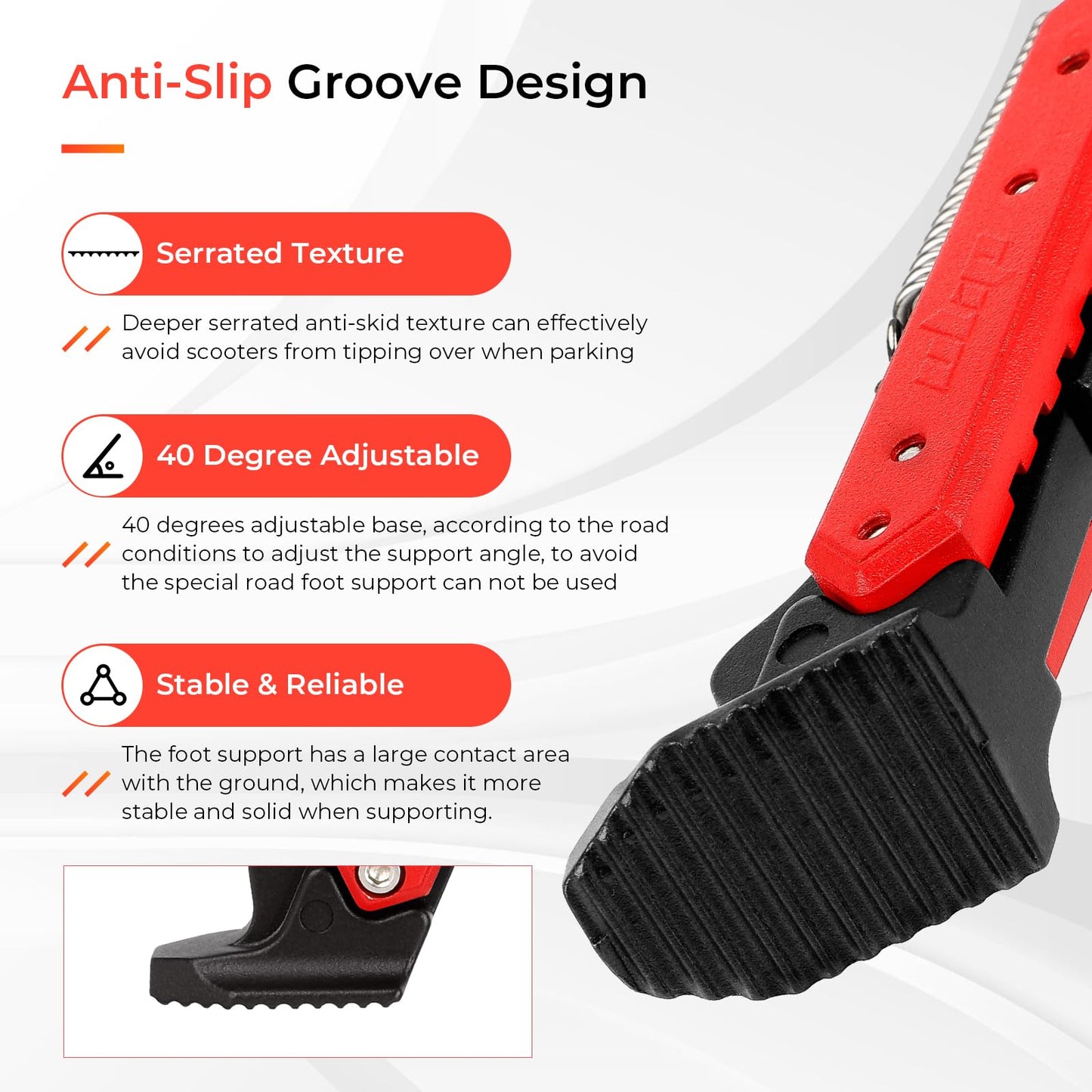 LUCK4U Scooter Kickstand Parking Stand Feet Support Replacement Part Compatible for Max G30/Max G30LP Electric Scooter Black-red
