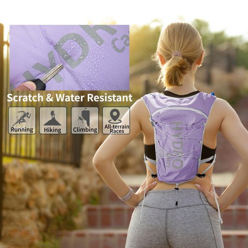 Lightweight Running Vest for Women and Men Hydration Backpack Pack with 1.5L Water Bladder Bag for Hiking Trail Running Gear Cycling Marathon (Lavender)