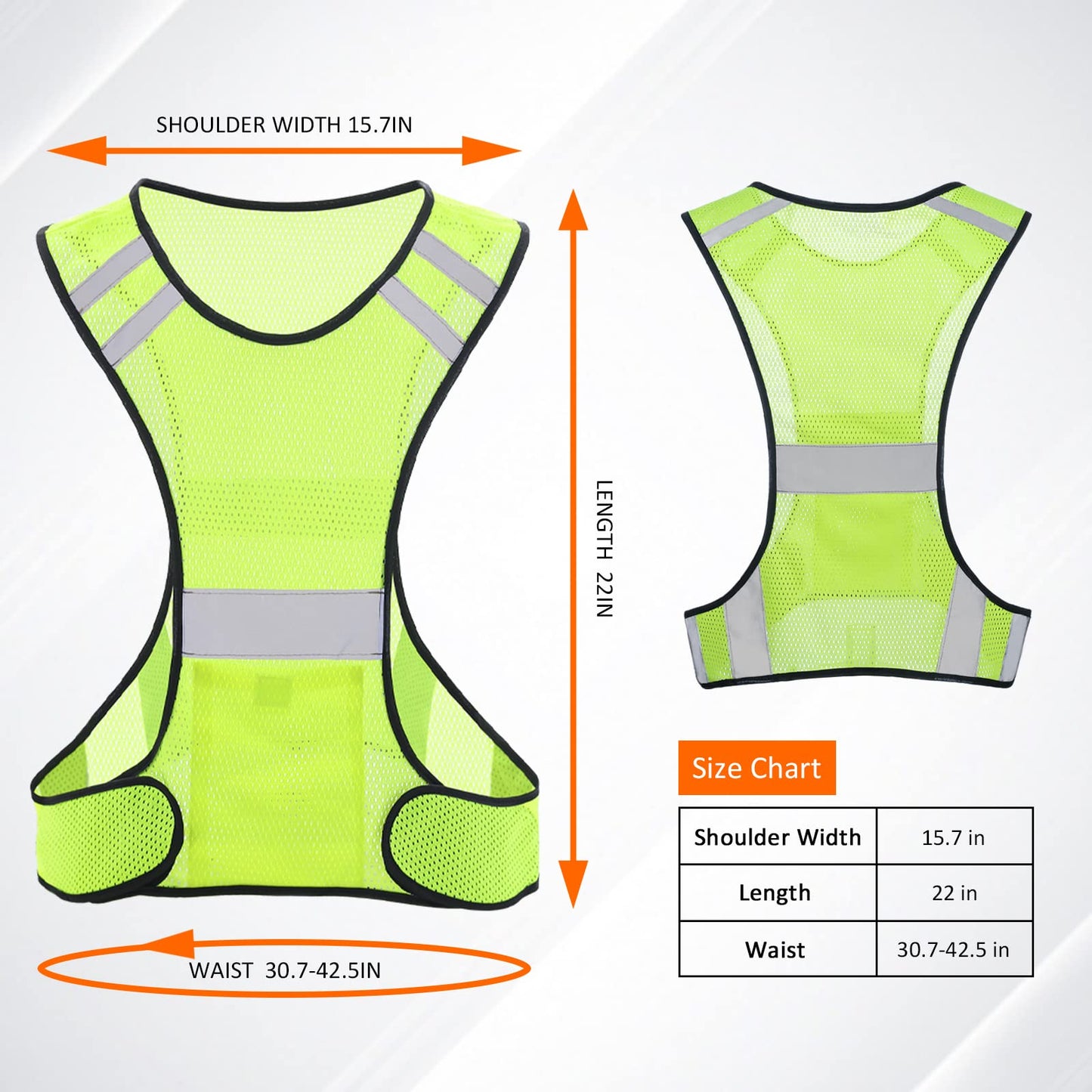 Reflective Running Vest for Men Women, High Visibility Safety Vest with Large Pocket, Lightweight Reflective Running Gear for Motorcycle,Cycling,Jogging,Walk At Night, Adjustable Waist, 3 PCS, Yellow