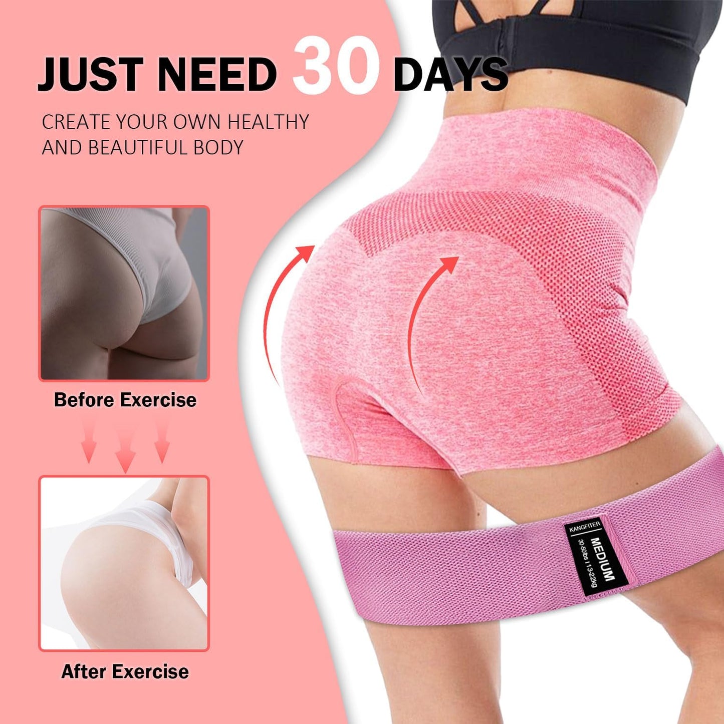 Skiennix Resistance Bands - Non-Slip Fabric Booty Bands with Door Anchor for Home Workouts | Versatile for Yoga & Pilates