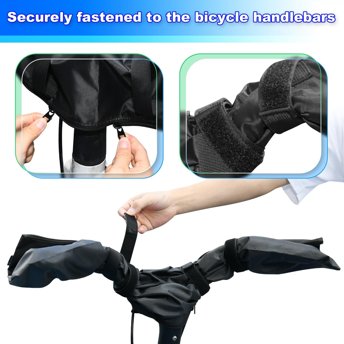 Easecos Ebike Handlebar Protective Cover Waterproof Electric Bicycle Handlebar Hood Rain UV Protection Sleeve Case with Zipper and Fastening Strap for Electric Bike Cycling Equipment