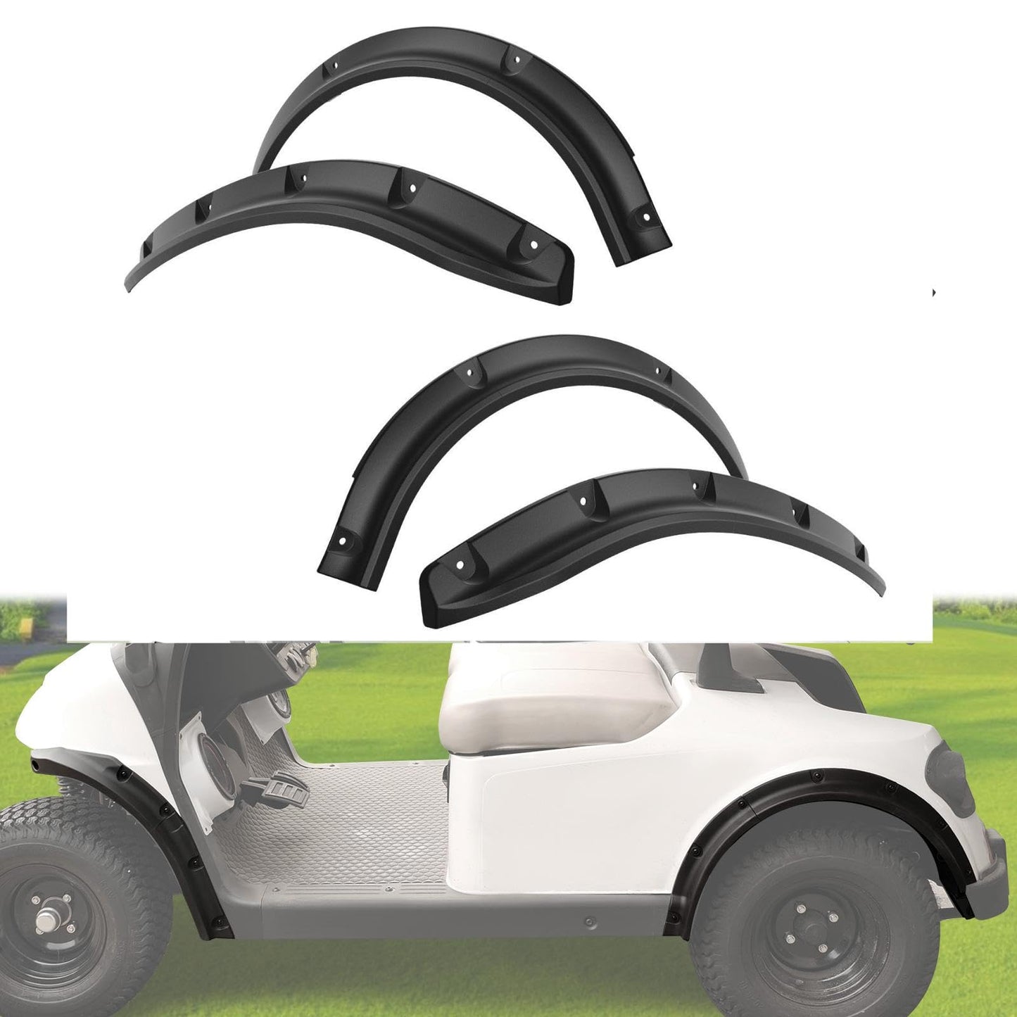 LUXEMOTO Golf Cart Front & Rear Fender Flares for E-Z-GO RXV Valor 2025, 10PCS Combined Mud Plastic Guards Mud Flaps Only for EZGO RXV Valor 2025 Standard Body Carts Accessories