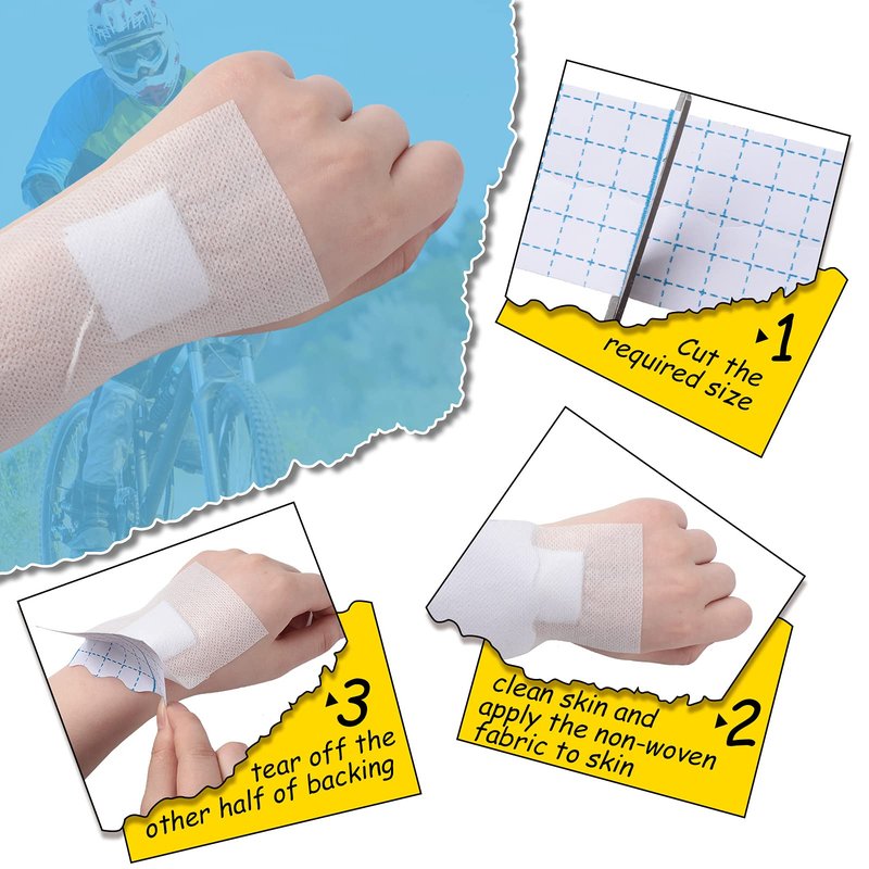 Nuanchu 4 Rolls Non-Woven Cover Roll Stretch Tape Non-Woven Adhesive Bandages Breathable Bandage Tape Cohesive Wrap Bandages Protective Stretch Bandage Film