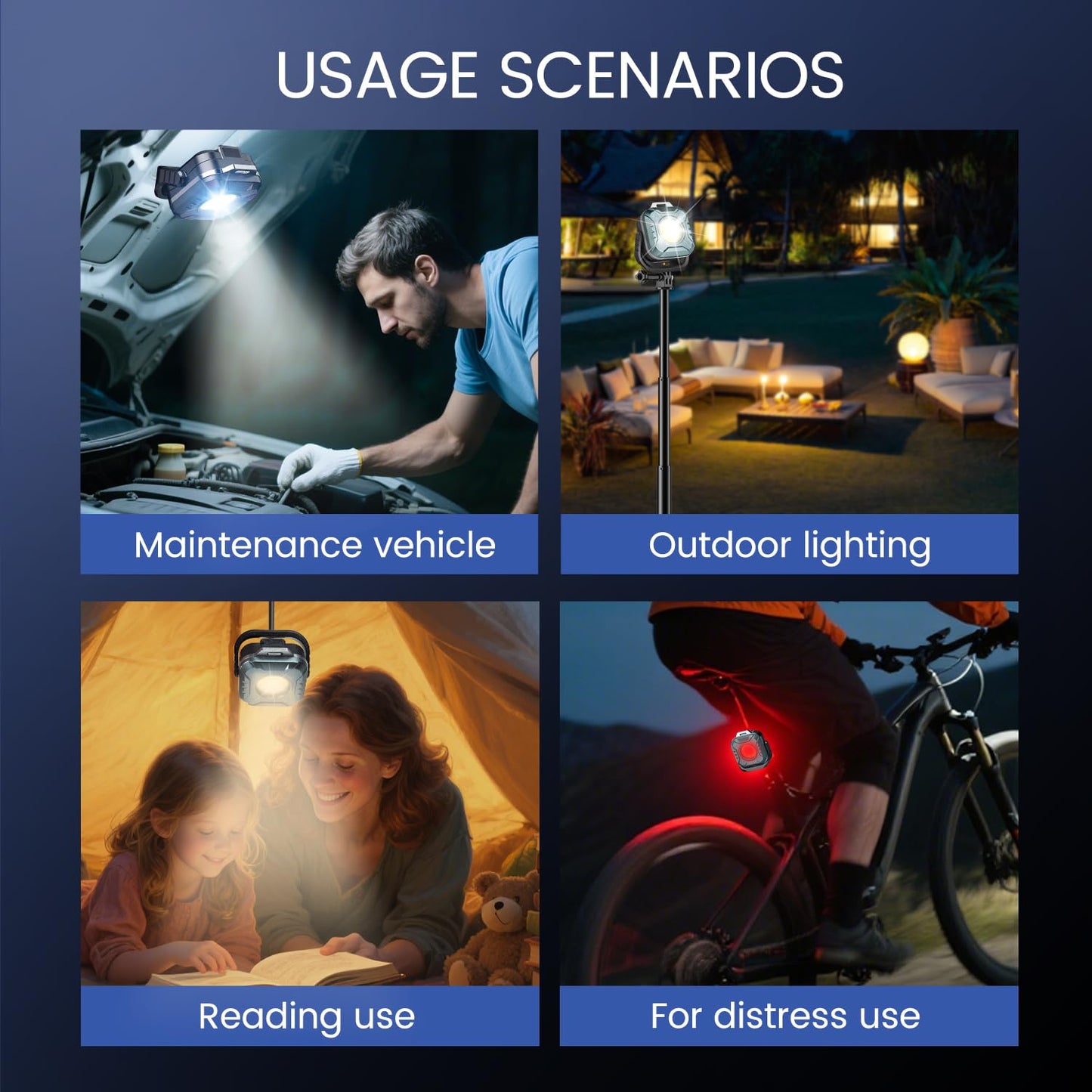 Gabujau Rechargeable Work Light Mini, 500 Lumens 1200 mAh Magnetic Led Portable Lamp, 2.9 Oz Supersmall for Emergency Nighttime Auto Repair, Birthday Gifts for Husband and Father, Grey