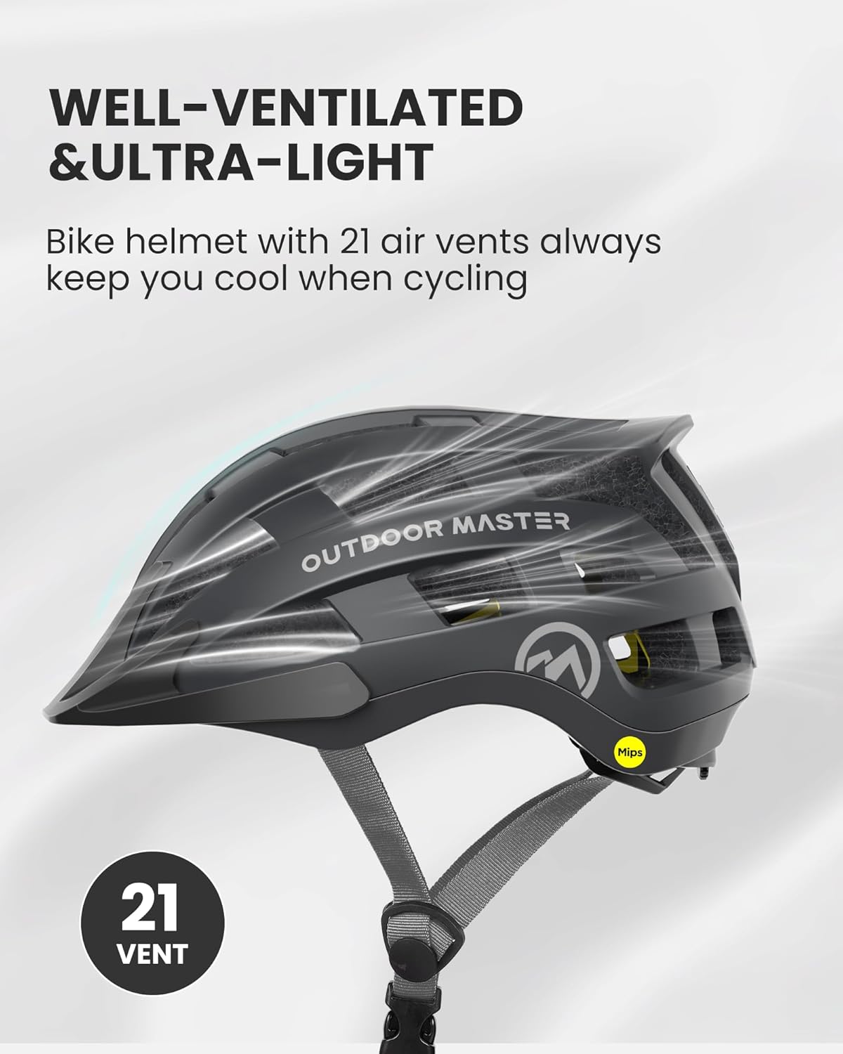 OutdoorMaster Gem II MIPS Bike Helmet - Lightweight Cycling Safety with Light for Youth & Adults