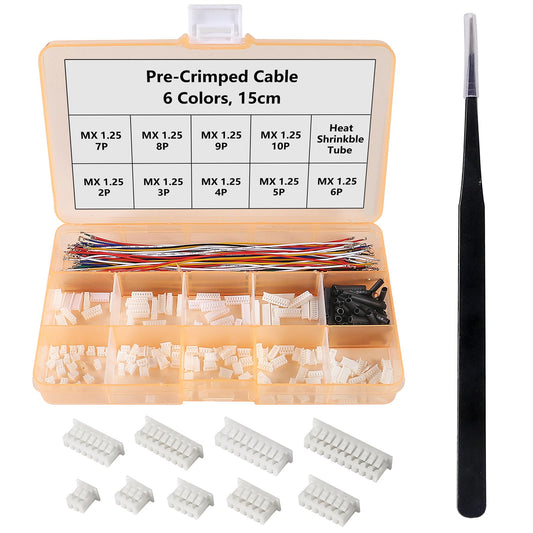 1.25mm Connectors Plug Kit 1.25mm Pitch Connectors and Pre-Crimped Cables Compatible with JST Molex PicoBlade 1.25mm 15cm Pre-Crimped Cable Wire