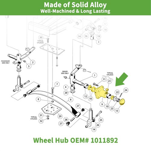 10L0L Golf Cart Front Wheel Hub Assembly Kit with Bearing Seals for Club Car DS 1974-2003, OEM:11011102, 1011153, 1011889, 1011892, 1011894,LM11949 (Pack of 2)