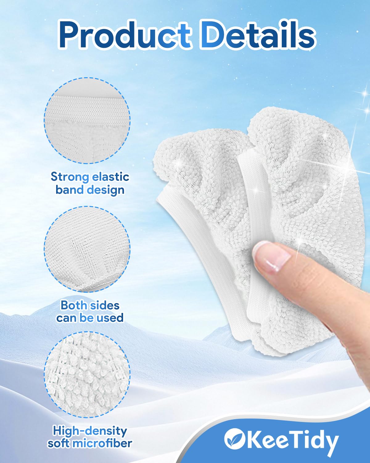 KeeTidy 10 Pack Universal Steam Mop Pads Microfiber Cloths Compatible with Bissell Steam Shot Cleaner fit for PurSteam fit for Wagner Spraytech fit for McCulloch Handheld Steam Cleaner Accessories