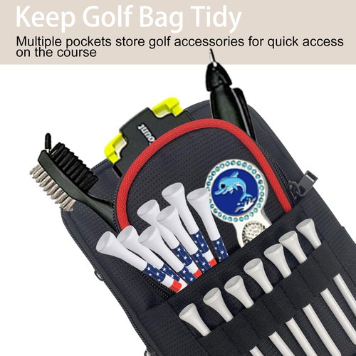Sevance Golf Accessory Bag with Valuables Pouch – Detachable Golf Pouch for Men & Women, Zippered Pockets for Balls, Tees & Essentials – Fits Golf Cart or Stand Bag (Red Edge)