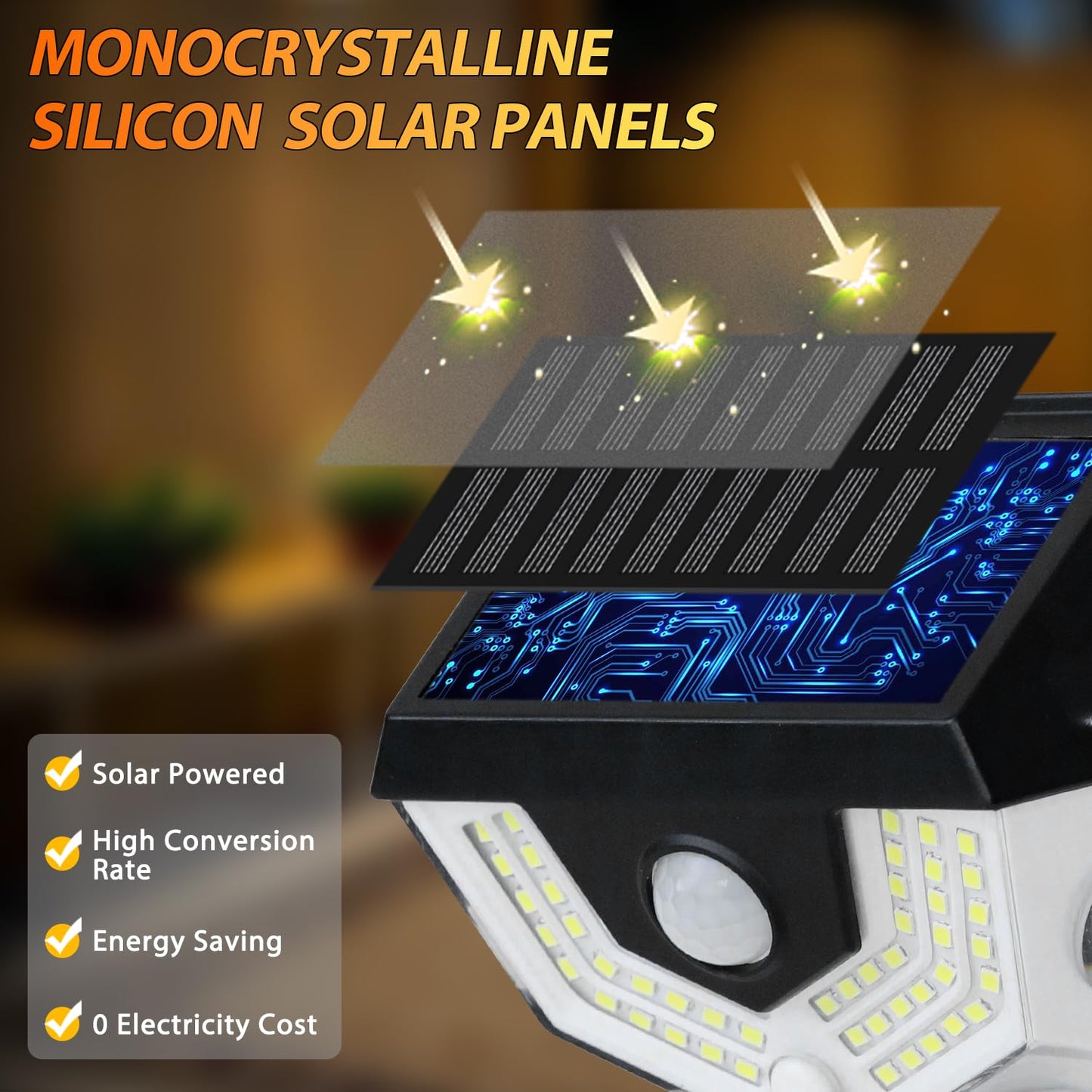 HAARAY 2 Pack Solar Fence Lights, 270° Wide-Angle Illumination Motion Sensor Outdoor Lights, Dusk to Dawn, 3 Settings, Security Light for Yard, Garden, Step