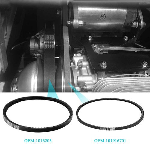 10L0L Golf Cart Drive Belt & Starter Generator Belt Kit for Club Car DS 1992-Up & Precedent 2004-Up, Compatible with FE290, FE350 and Kawasaki OHV Engine, Replaces OEM 101916701