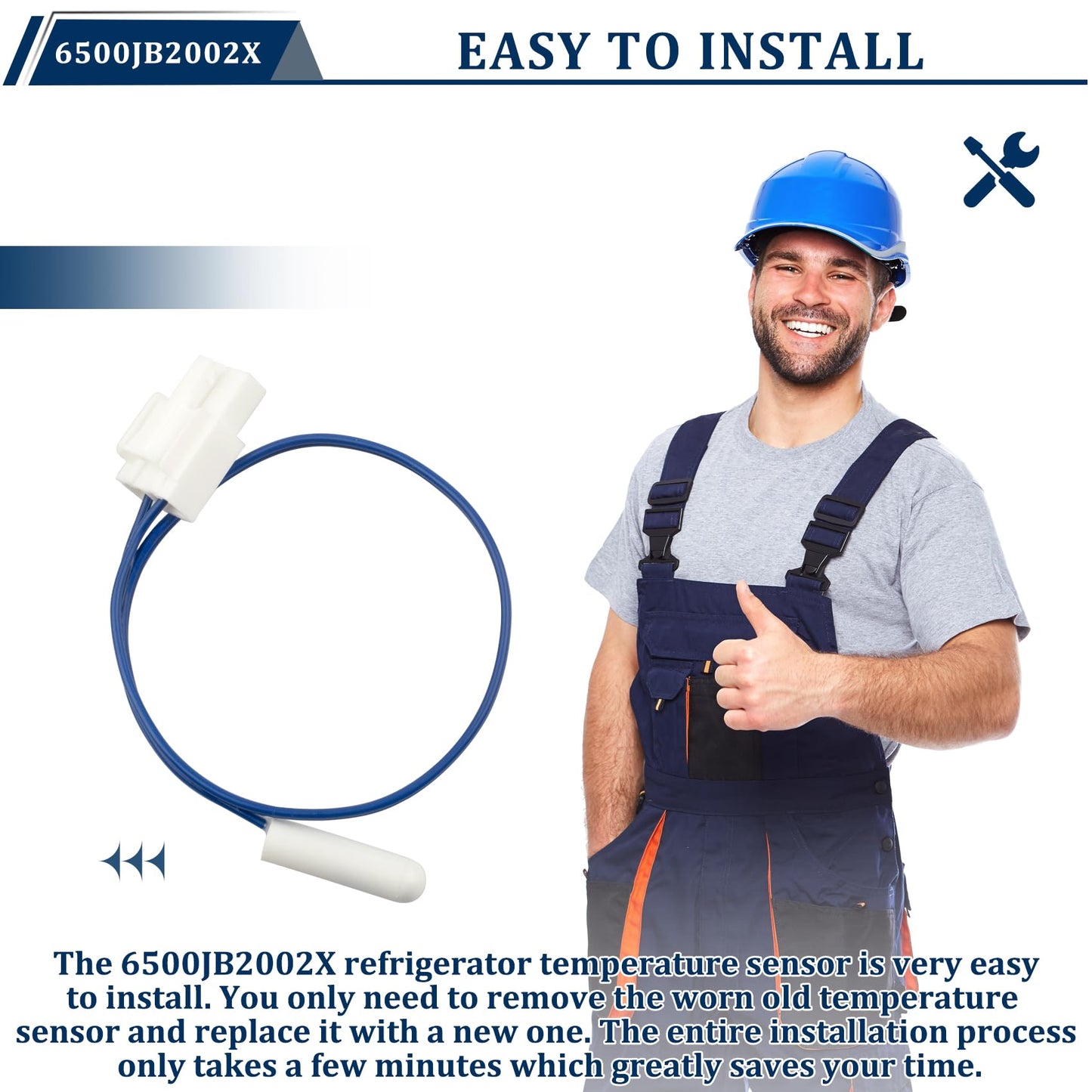 6500JB2002X Refrigerator Temperature Sensor Fits for LG Refrigerator, LG Temperature Sensor Bundle for LG Refrigerators, Replace Part Number AP5594347 PS3636270 6500JB2002P 2651043 AH3636270 EA3636270