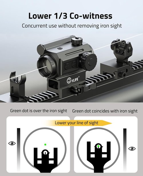 CVLIFE Red/Green Dot Sight - Auto-Brightness Multi-Reticle Scope with Quick Detach | 6 MOA Dot, 43 MOA Circle, IPX7 Waterproof