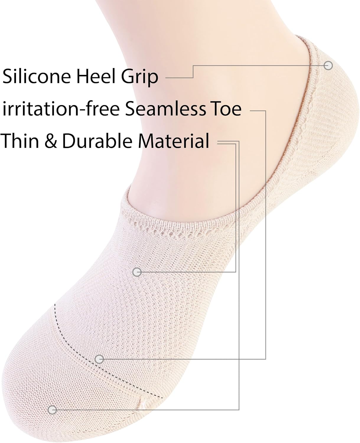 Pro Mountain No Show Socks - Seamless Design with Wide Toe Box | 6 Pack Unisex Sizes S to XL
