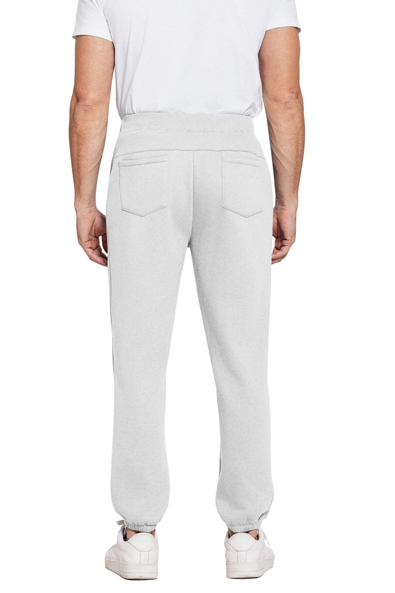 PINSPARK Grey Sweatpants Men Fleece Joggers Cuffed Warm Cotton Workout Pants for Men with Pockets