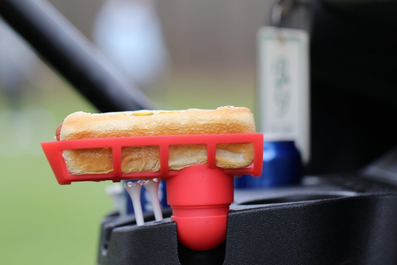 Dog’on Caddy – Golf Cart Hotdog Holder with Mesh Travel Case – Funny Golf Accessory for Men – Hilarious Golf Gift for Tournaments, Outings & Bachelor Parties – Fits Most Ball Holders on Carts