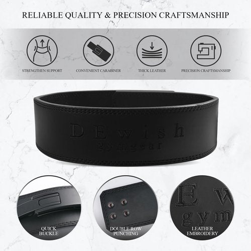 Weight Lifting Belt, 10mm Thick, 4-Inch Wide Heavy Duty Leather Lever Gym Belt, Ideal for Weightlifting, Squats, Deadlifts, Powerlifting, Cross Training and Weight Training