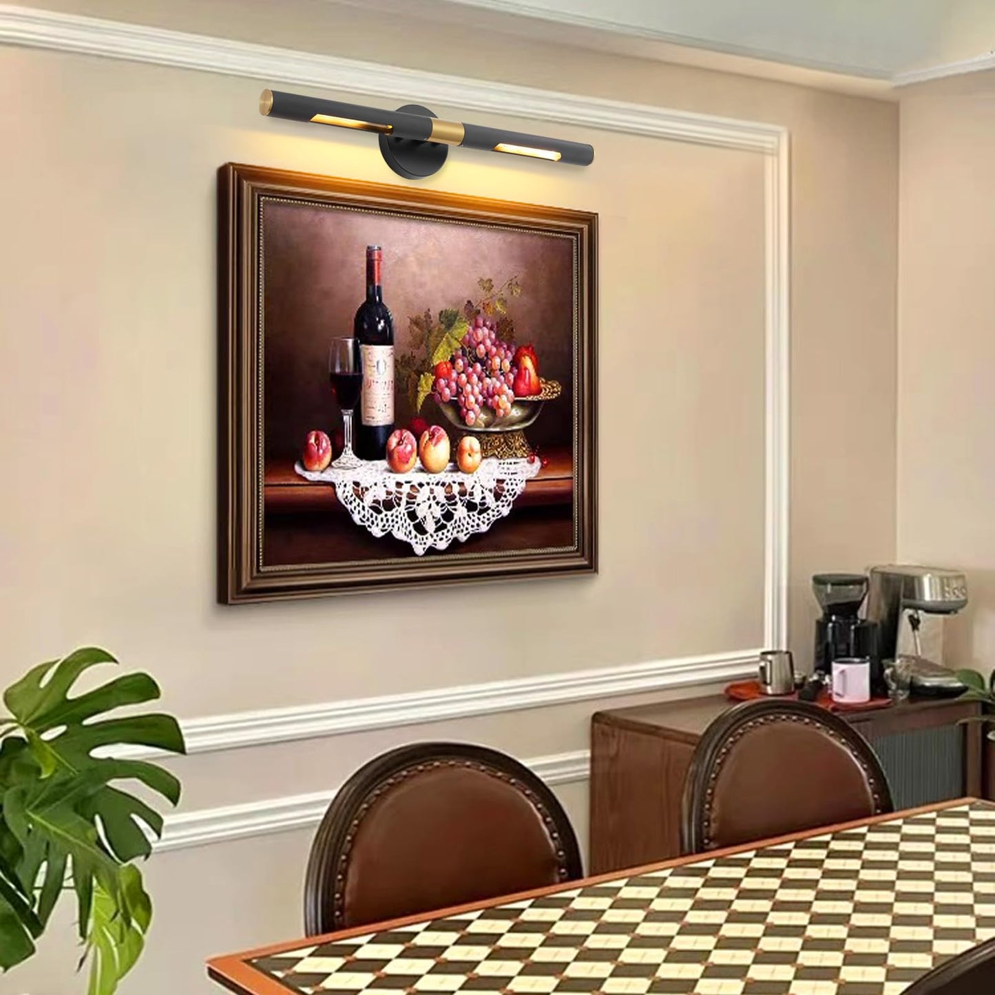 BAODEN Modern Picture Light 24 inches Brushed Brass Gold Black Wall Sconce with Knurled Texture Cylinder Metal Shades Rotatable 360°Indoor Wall Lighting Fixture for Bathroom Vanity Lights Bedroom