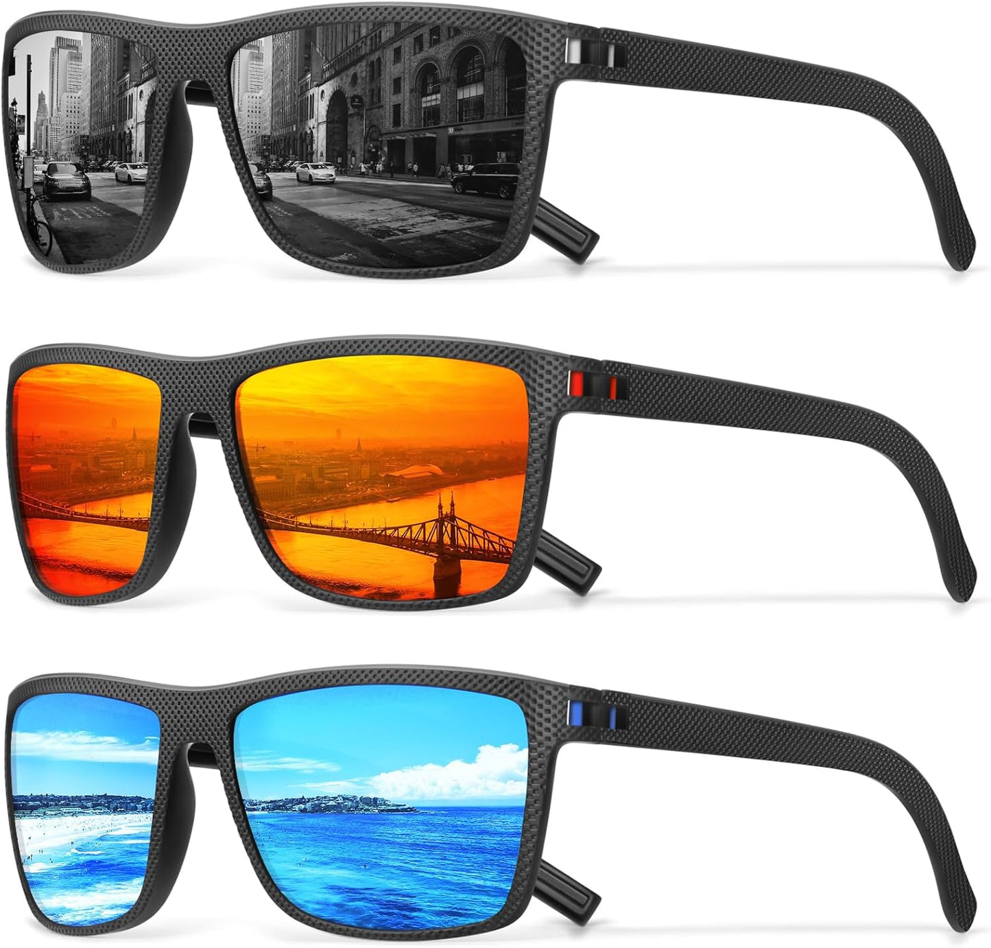 Skiennix Square Polarized Sunglasses - Vintage Style UV Protection for Men | Lightweight Frame