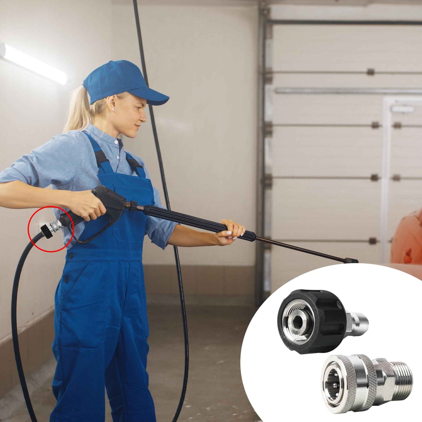 Hourleey Pressure Washer Adapter Set, Stainless Steel Quick Disconnect Kit with M22 Metric Male Thread Quick Connector, M22 Swivel to 3/8'' Quick Connect, 3/4" to Quick Release, 8 Pack