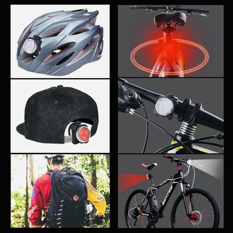 USB Rechargeable Bike Light Set, LED Front Headlight & Rear Tail Light, Waterproof Bicycle Light, 4 Modes, Silicone & Plastic, Bright LED, Outdoor Bike Lighting, Rechargeable Bicycle Light Set (1)