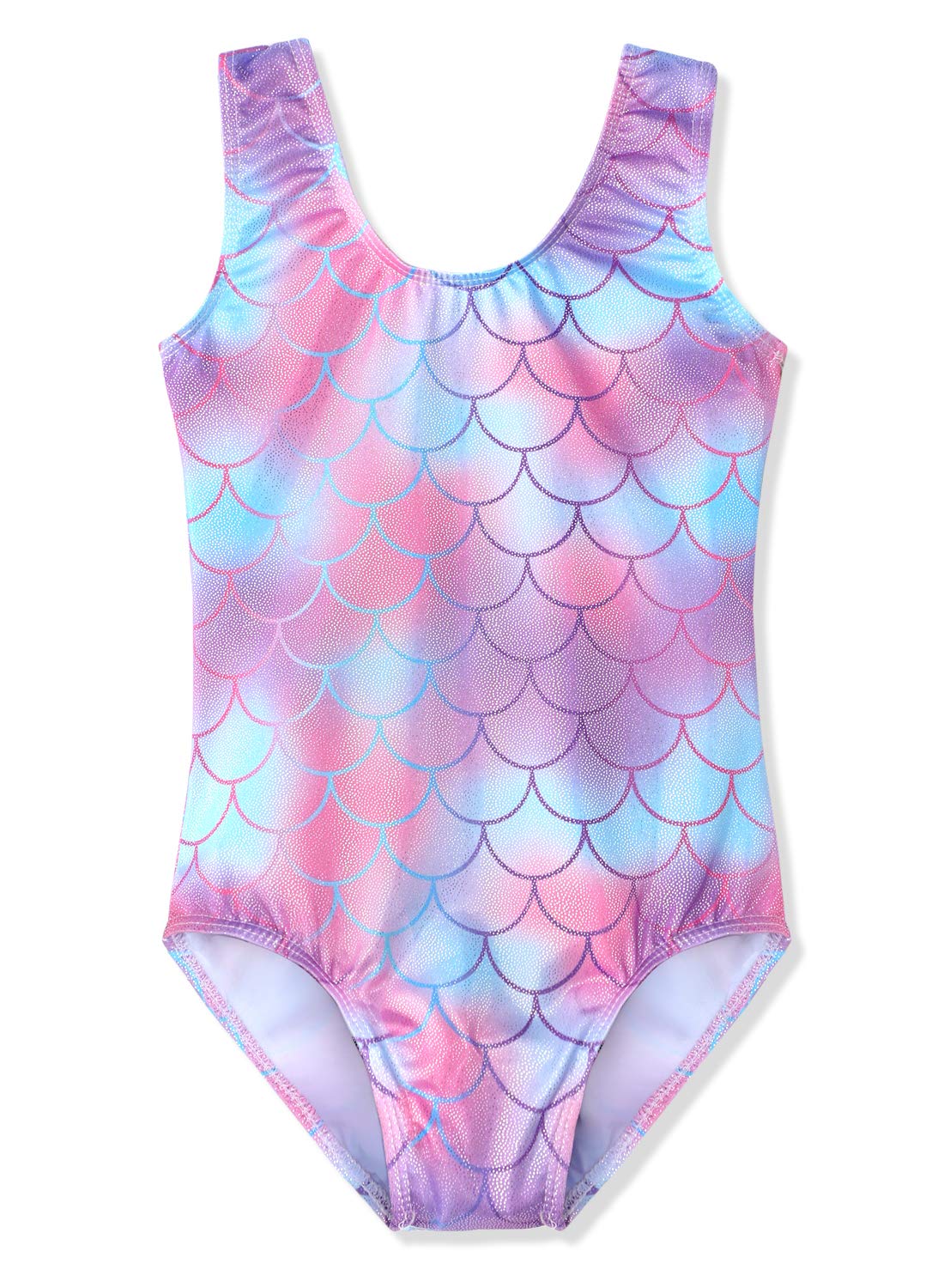 HOZIY Gymnastics Leotards for Girls 5t 6t 5t-6 Mermaid Scales Purple Sleeveless
