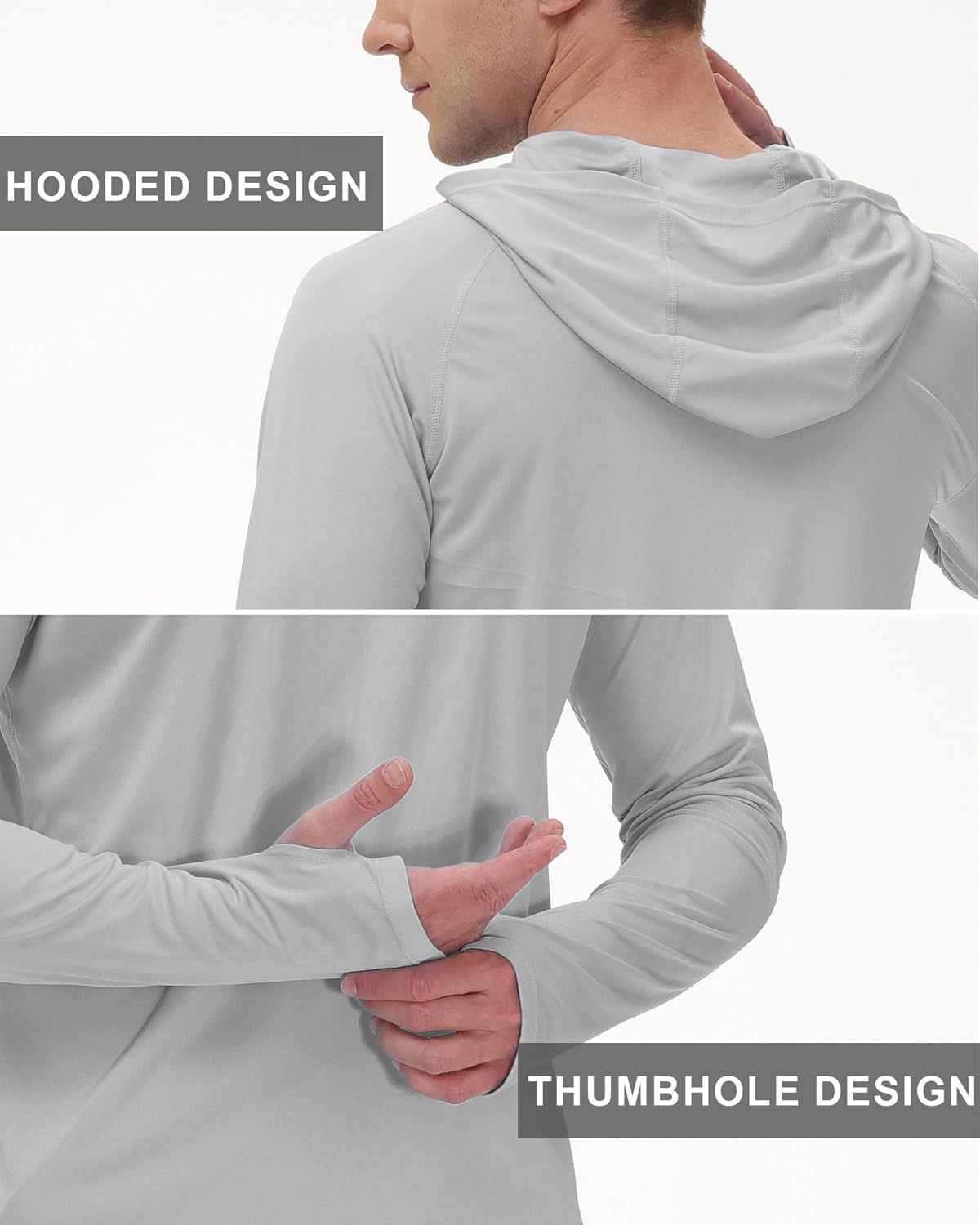 Roadbox Men's Sun Hoodie - UPF 50+ Long Sleeve Fishing Shirt for UV Protection | Ideal for Hiking & Running