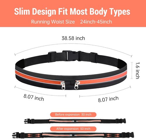 JUMAHE Slim Running Belt - Lightweight Phone Holder Fanny Pack for All Cell Phones | Orange