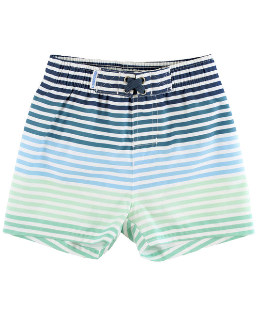 RUGGEDBUTTS Boys UPF 50+ Striped Swim Trunks - Boys Swim Trunks Green