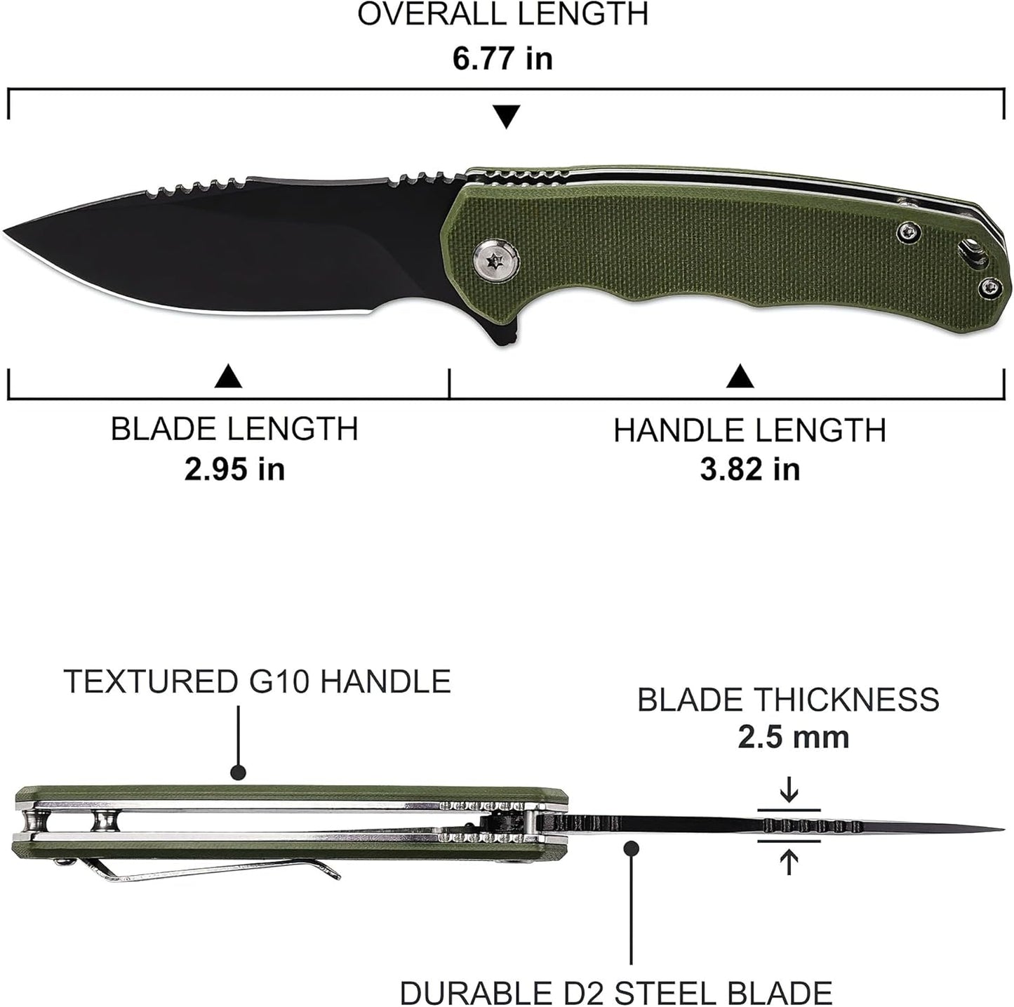 Romanticist Folding Pocket Knife - 3.15" D2 Steel Blade & Non-Slip G10 Handle | Ideal for Camping & Hiking