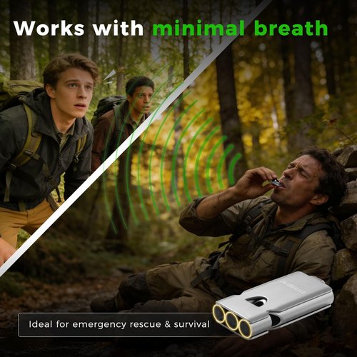 IUMIUN Three-Tube Emergency Loud Whistle,130db+ Lifeguard Safety Whistle for Outdoor Hiking, Camping, Dog Training & Daily Safety