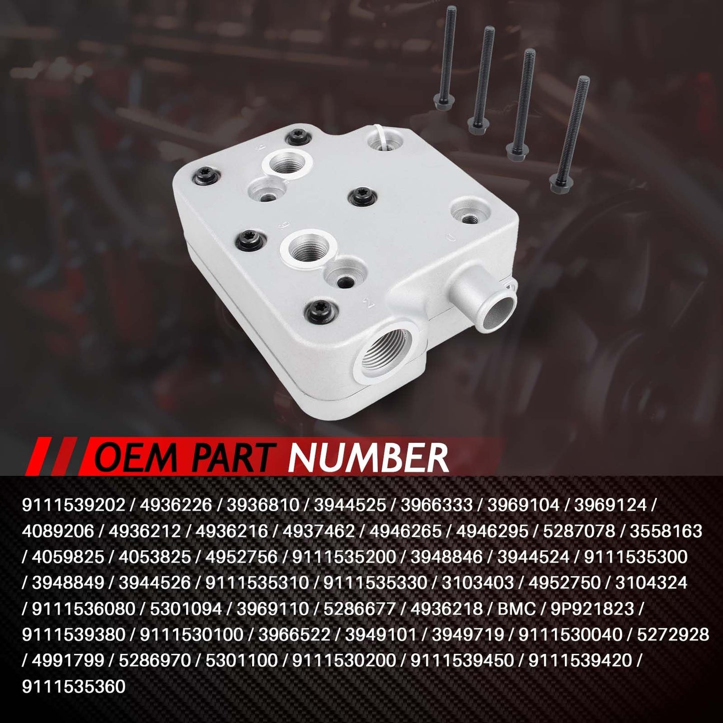 Merautop SJ Air Brake Compressor Cylinder Head 9111539202 4936226 Compatible with Cummins ISX 6CT ISCE QSC ISLE Replaces 3969124 9111539212