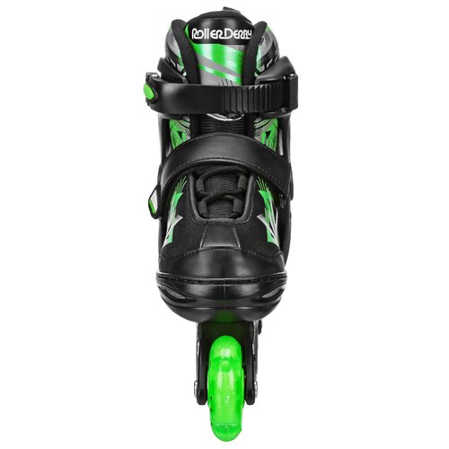 Roller Derby Stryde Youth Adjustable Inline Lighted Wheel Skates Small Black/Green