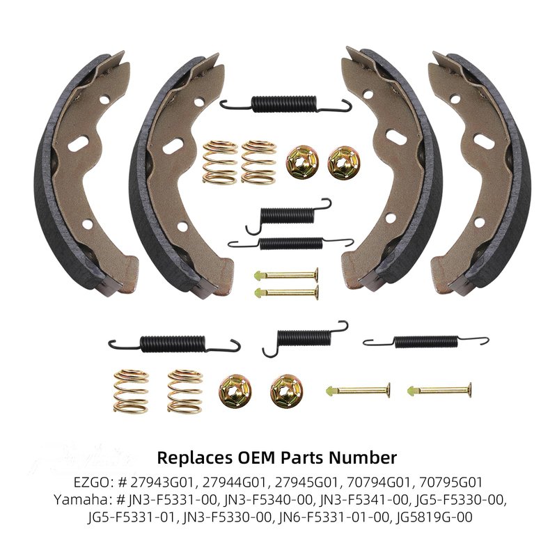 AIPSET Golf Cart Brake Shoes and Spring Kit Compatible with EZGO TXT & Medalist 1997-2008, Workhorse 1997-2012, Yamaha G14, G16,G19 1995-2002, Replace OEM# 27943G01, 70794G01, 70795G01
