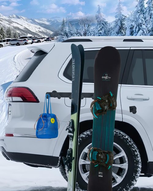Magnetic Ski Snowboard Vehicle Mount, Securely Holds Skis and Poles, Aluminum Alloy Ski Holder, Magnetic Rig Strips to Protect Vehicle Paint, Ideal Gift Accessories for Men and Women