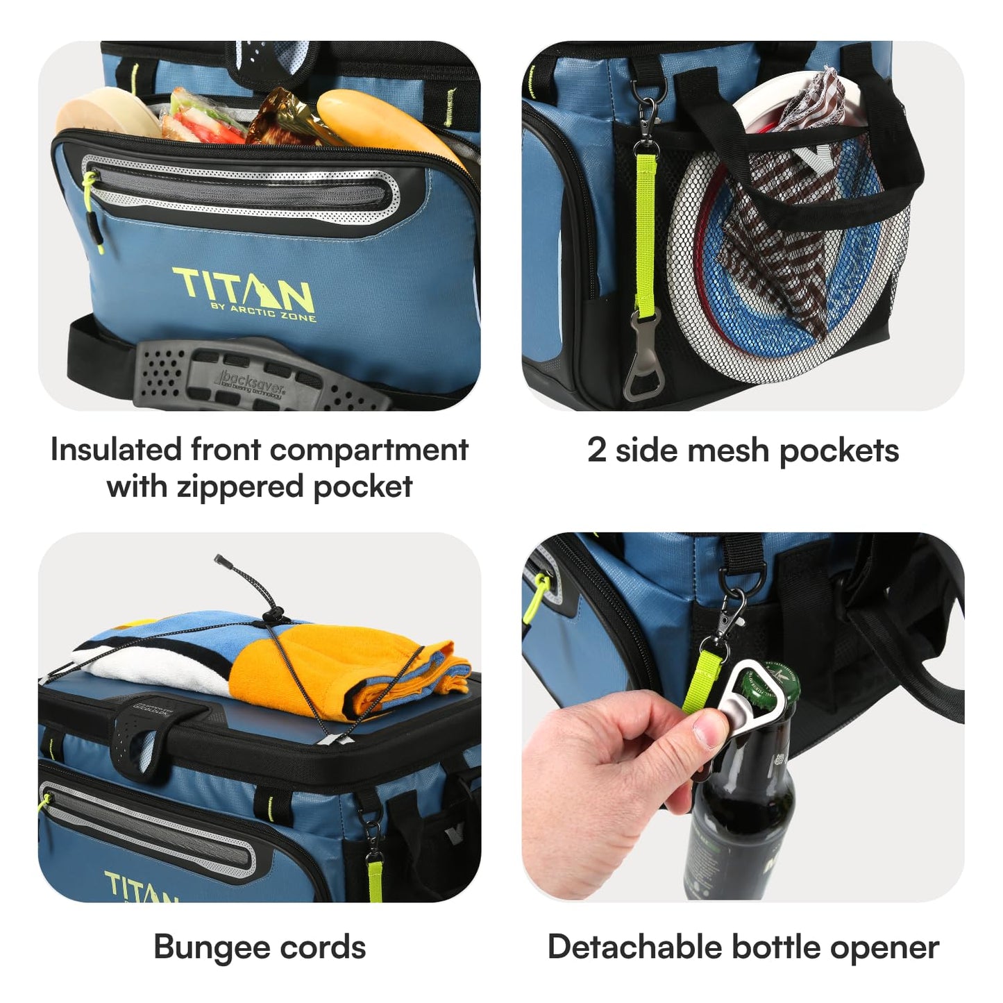 Titan by Arctic Zone 48 Can Zipperless Cooler with SmartShelf, Marine Blue