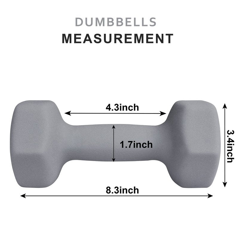 Balelinko Hand Weight Neoprene Coated Dumbbell, Exercise & Fitness Dumbbell for Home Gym Equipment Workouts Strength Training Free Weights for Women, Men, Seniors, Teens, and Youth, 8 LB Gray, Pair