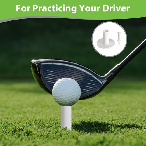 heqxwl Rubber Golf Tees for Mats, Cross Shaped Golf Tee Holder Set for Driving Range & Simulator Practice, 5 Sizes 10p Unbreakable Tees & 20p Ball Stud for Indoor Outdoor Use (White)