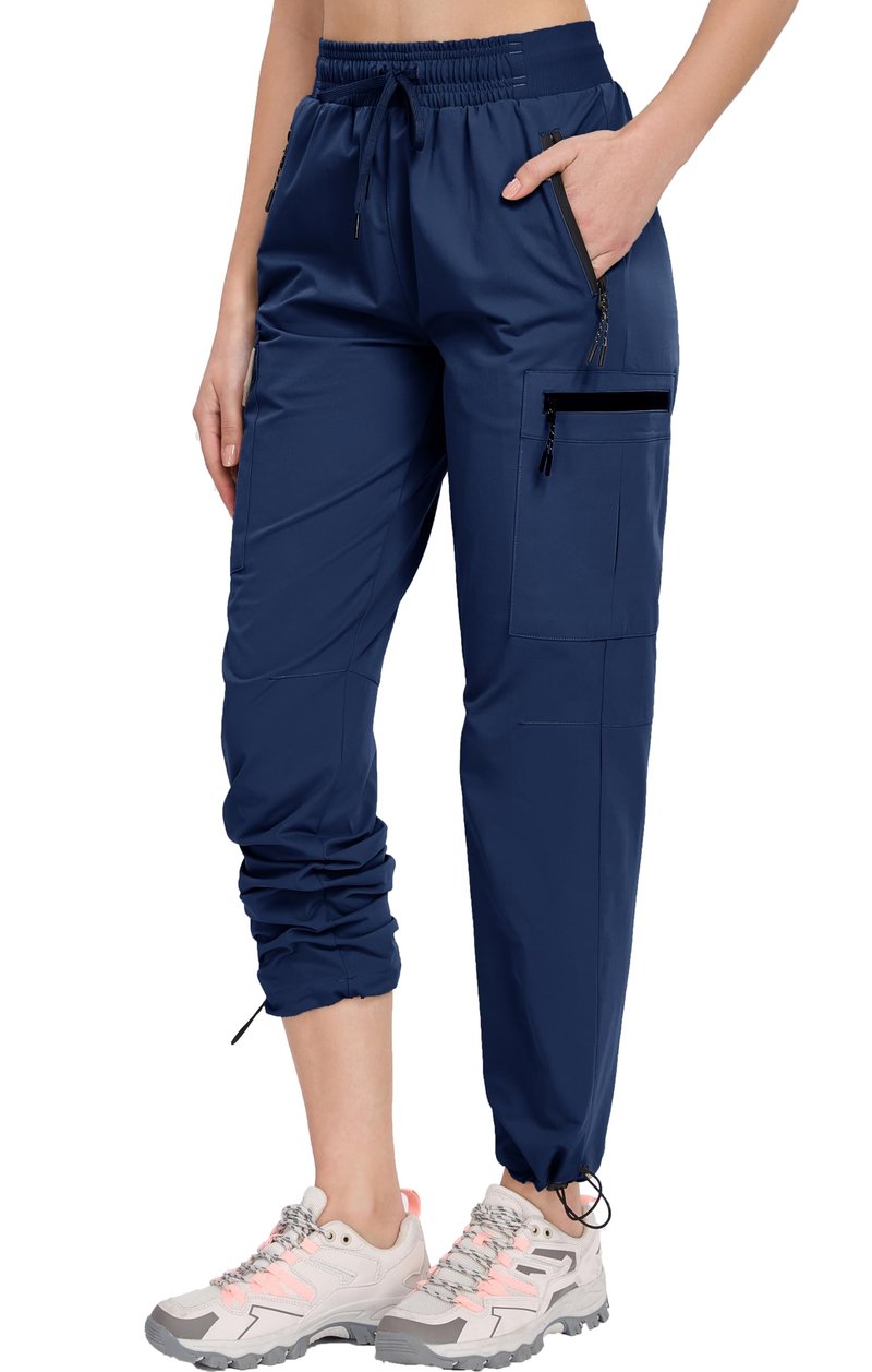 Oalka Women's Hiking Pants Water Resistant Quick Dry Cargo Pockets Pants True Navy Blue M