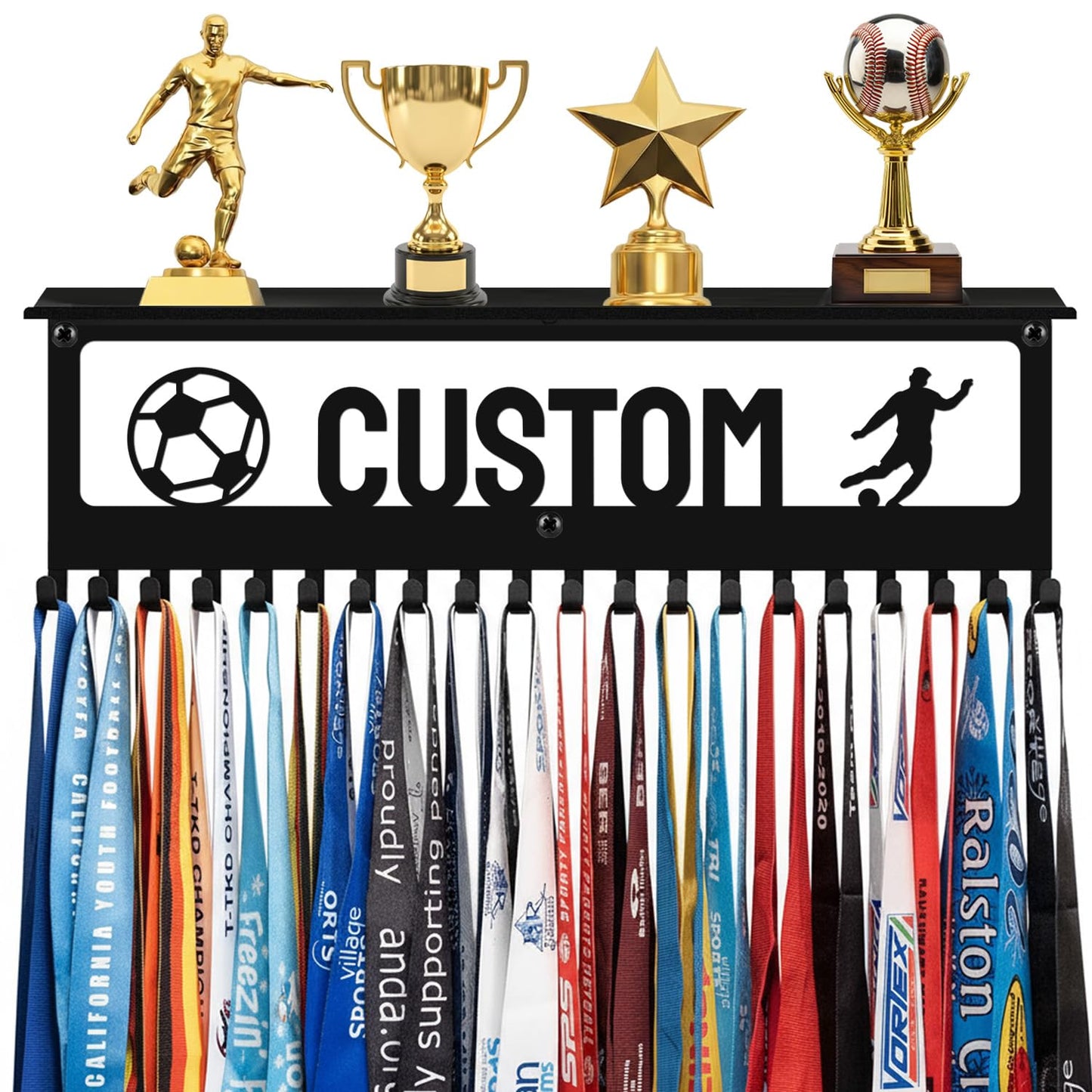 Tegik Personalized Medal Hanger Display, Custom Metal Medal Holder