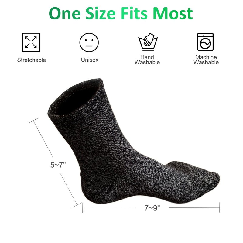 Merisky Grounding Socks - Conductive Silver Fiber Crew Socks for Women Men, Earth Connected for Mat Sheets Shoes, 1 Size Fits Most, Soft Comfort (Black, 1 Pair)