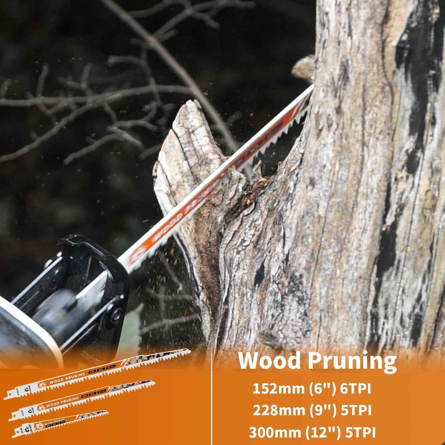 12-Piece Wood Pruning Reciprocating Saw Blade Set, Saw Blades Set, High Carbon Steel Pruning Blades for Tree, Wood and PVC Pipe Cutting