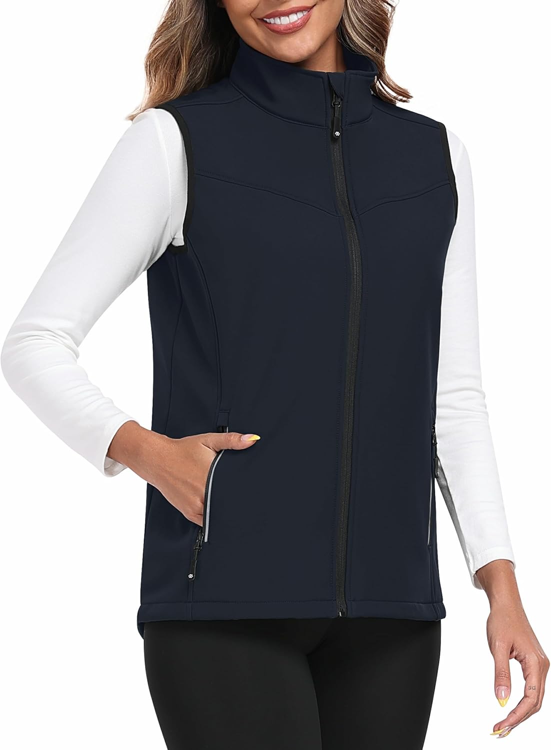 MoFiz Women's Softshell Vest - Windproof Fleece Lined Insulated Jacket | Lightweight Full Zip Running Design