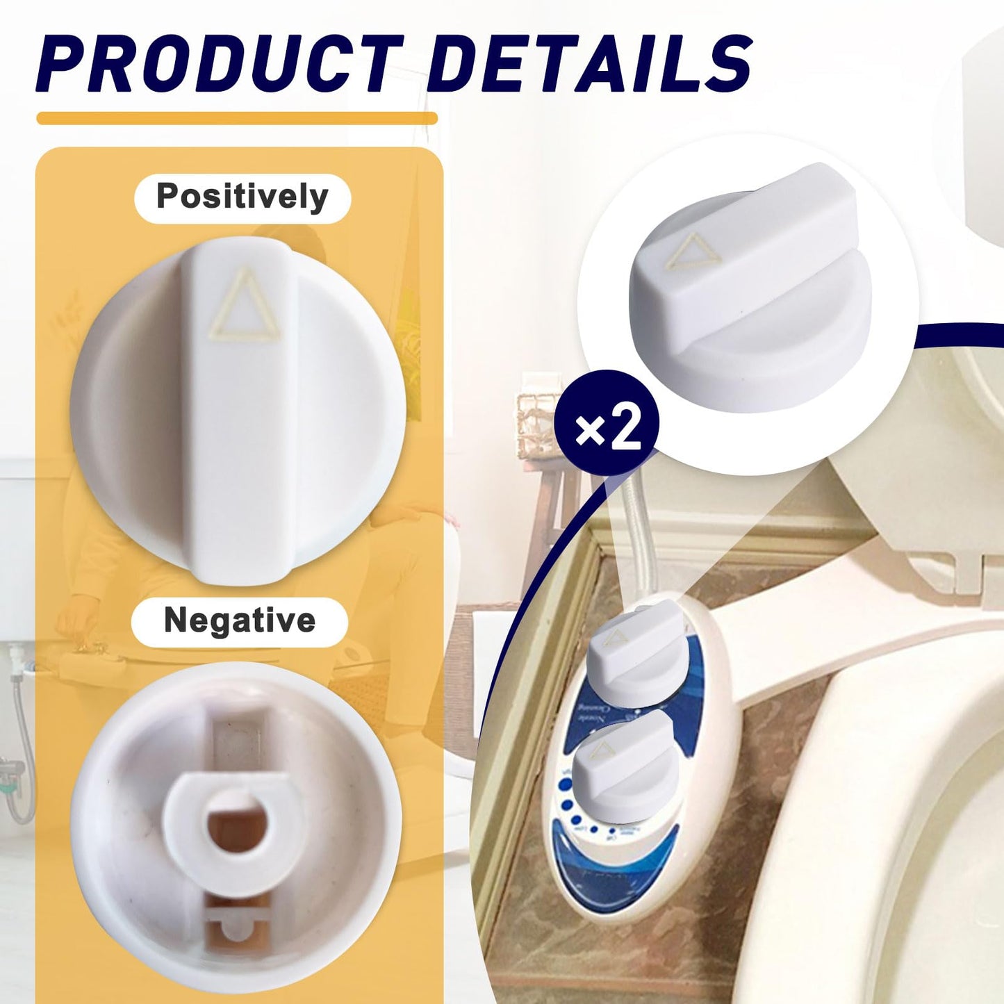 2-Pack Replacement Knob for Luxe Bidet Neo 120 & 185, Knob Accessories for Luxe Bidet Neo 120 & 185 (White)