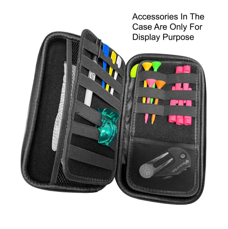 Axglo Golf Glove Holder, Accessories Storage Case, Lightweight & Protective Hard Shell Organizer with Carabiner, Large Storage Space for Tees, Gloves, & Ball Caps, Perfect Golf Gifts, Black