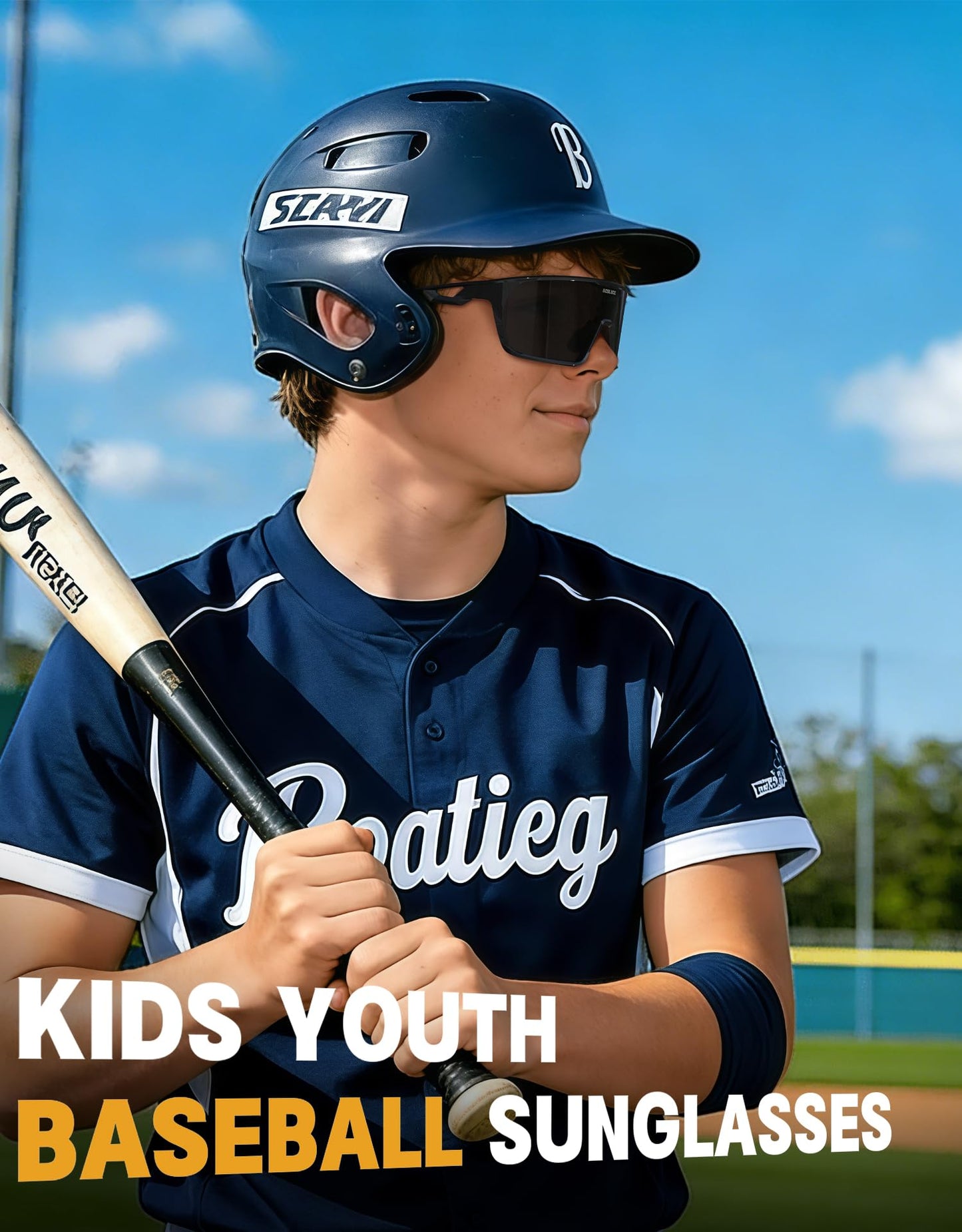 ACBLUCE Youth Baseball Sunglasses for Kids Big Boys Girls Teen Sports Glasses for Softball Cycling Running Green TR90 Lightweight Frame