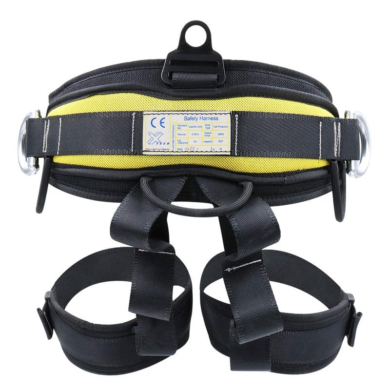 X XBEN Thicken Climbing Harness, Protect Waist Safety Harness Gear, Wider Half Body Harness for Roofing Fire Rescuing Rock Climbing Rappelling Tree Climb