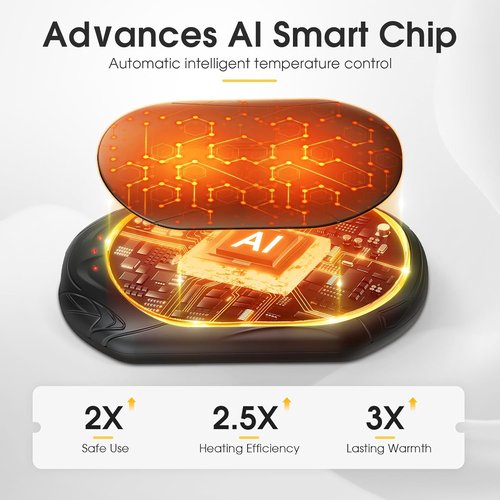 AI Hand Warmers - Rechargeable 2-Pack with Smart Chips | 20-Hour Portable Pocket Heater for Outdoor Activities